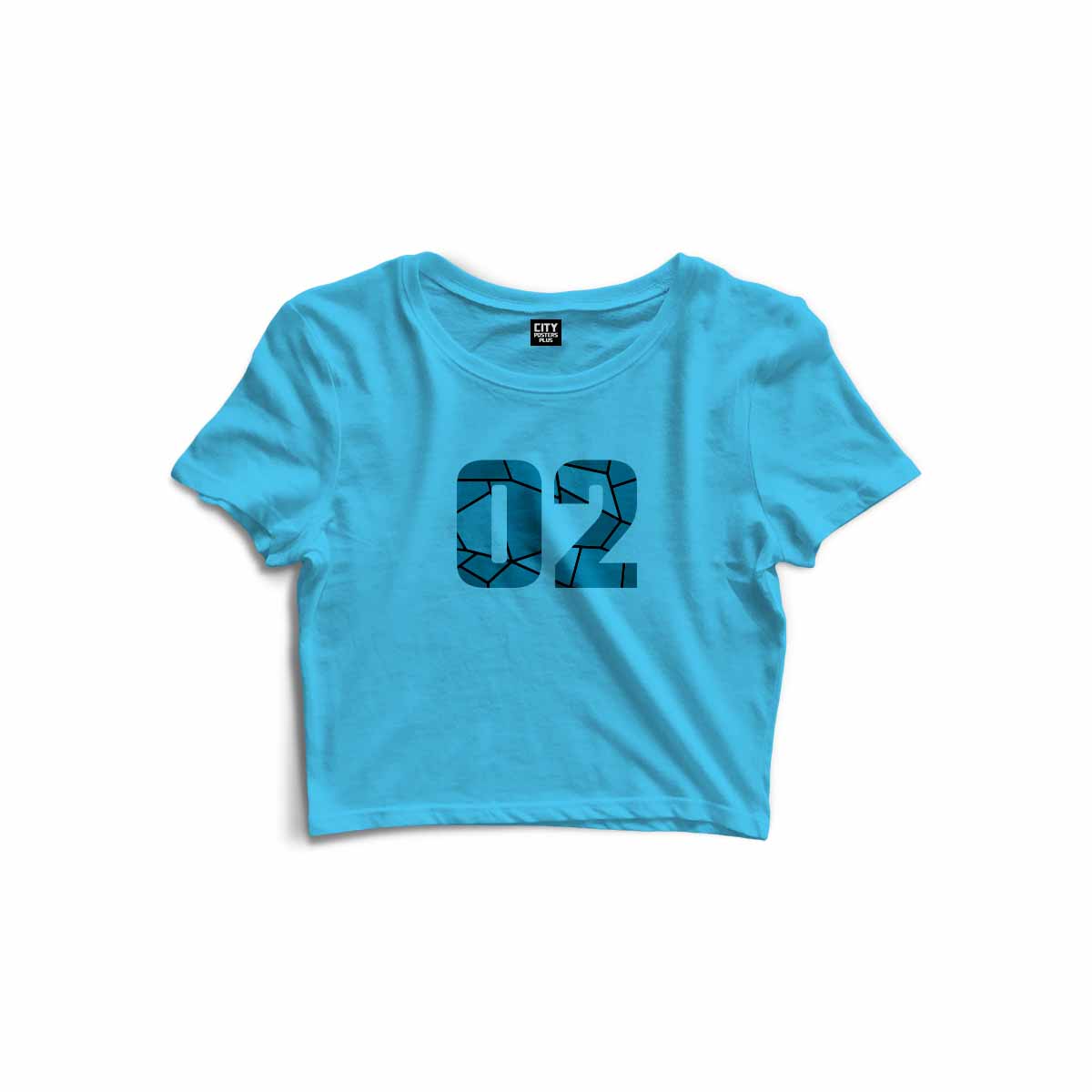 02 Number Women Crop Top (Sky Blue)