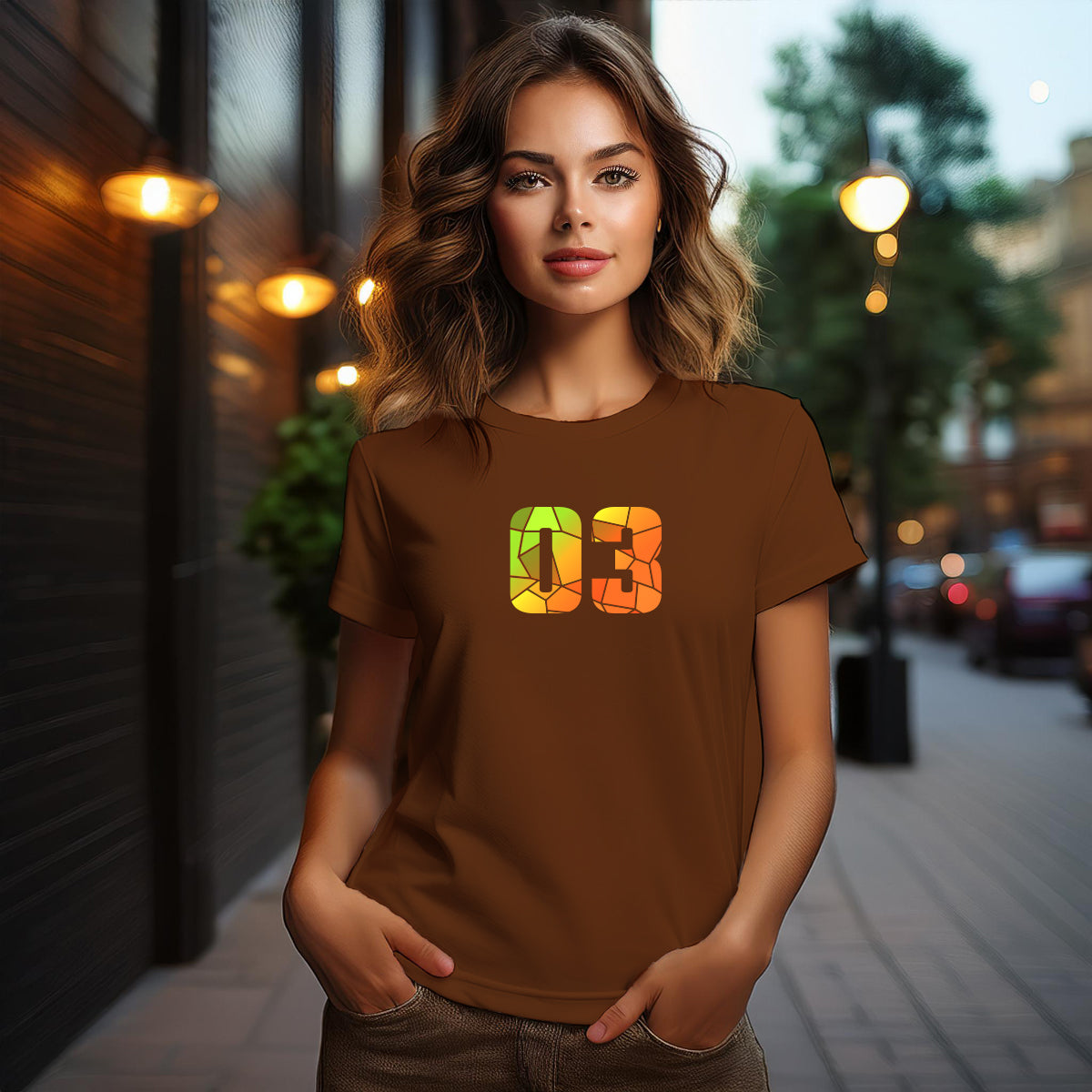 03 Number Women's T-Shirt (Brown)