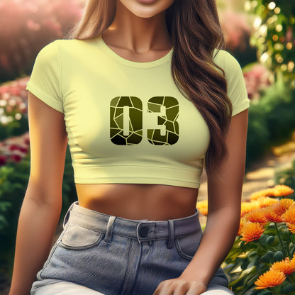 03 Number Women Crop Top (Butter Yellow)