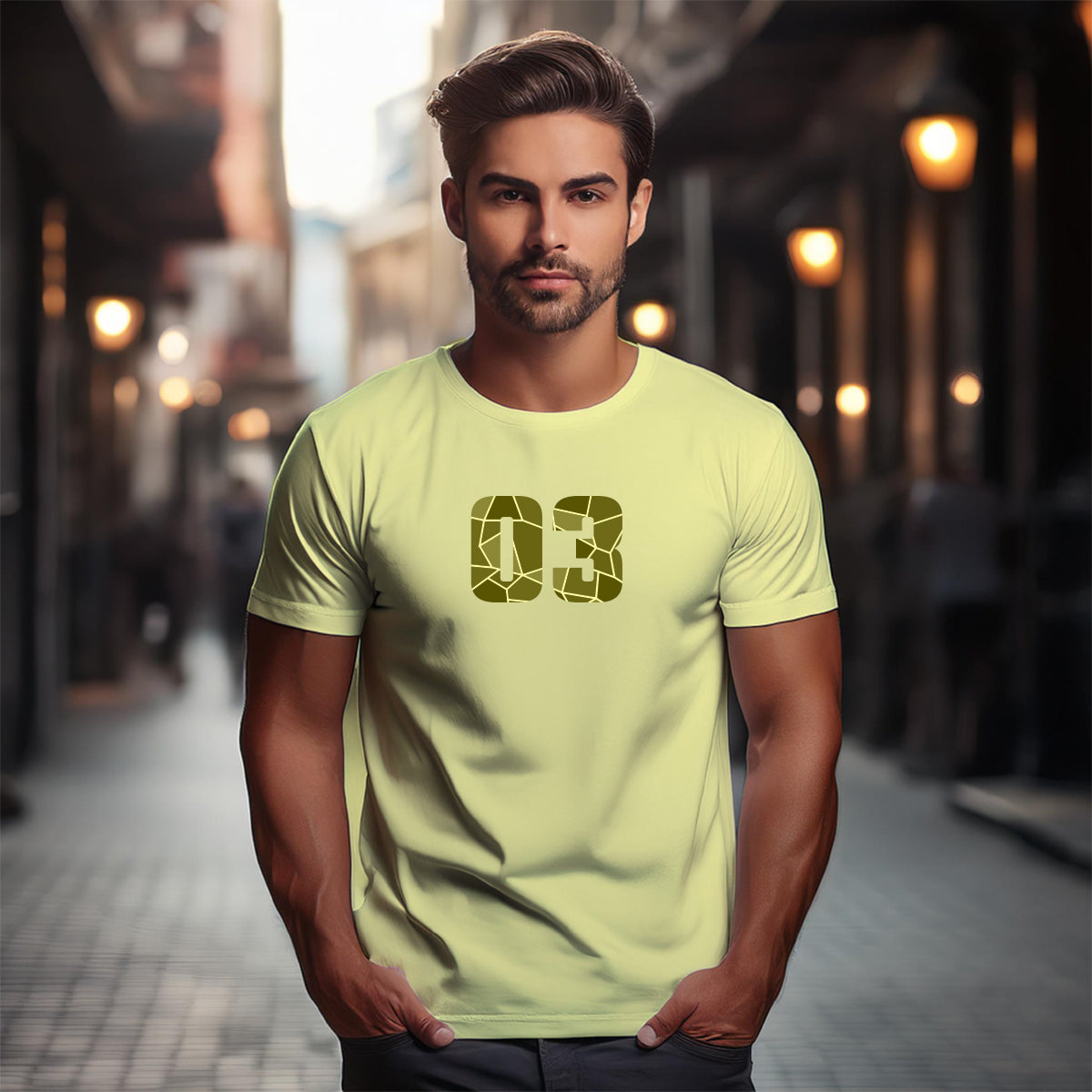 03 Number Men Unisex T-Shirt (Butter Yellow)