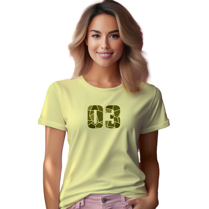 03 Number Women T-Shirt (Butter Yellow) | Stylish Numeric Graphic Tee