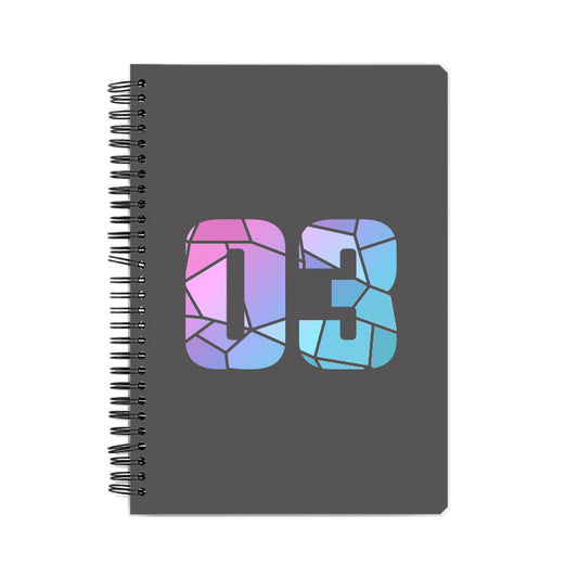 03 Number Notebook (Charcoal Grey, A5 Size, 100 Pages, Ruled, 6 Pack)