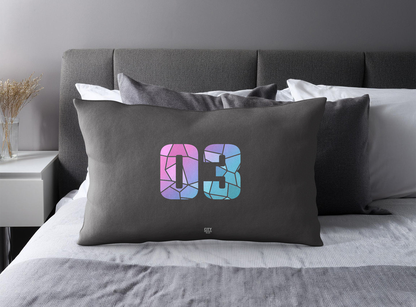 03 Number Square & Rectangle Pillow Cases | Modern Numeric Throw Pillow Covers | Print Deliver Plus by City Posters Plus