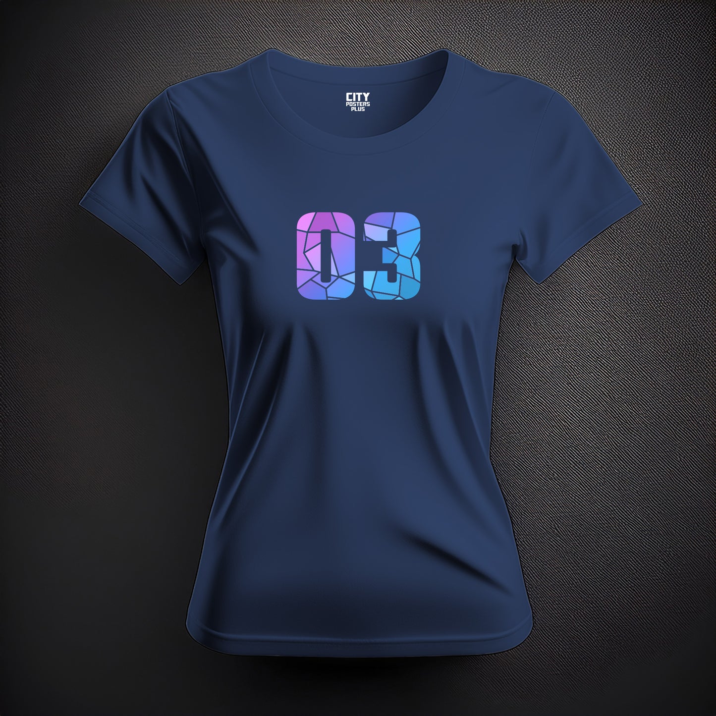 03 Number Women T-Shirt (Navy Blue)