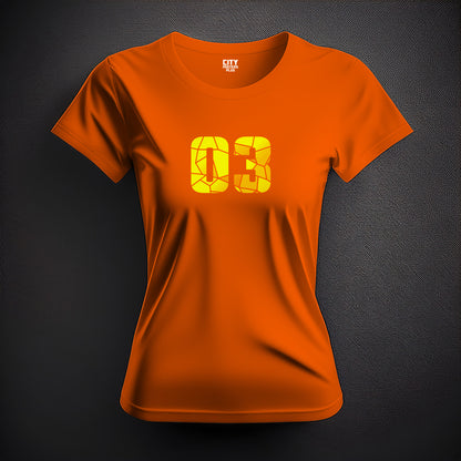 03 Number Women T-Shirt (Orange) | Stylish Numeric Graphic Tee