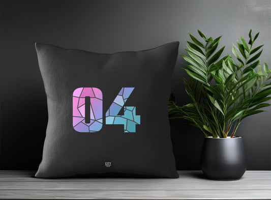 04 Number Pillow Case and Pillow Throw (Charcoal Grey)
