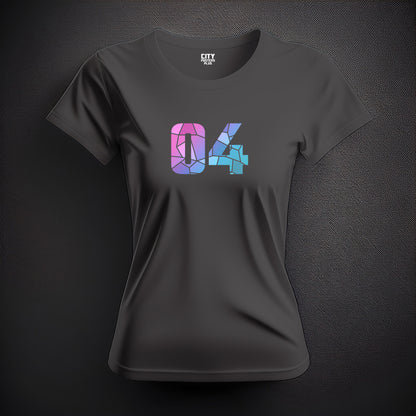 04 Number Women T-Shirt (Charcoal Grey) | Stylish Numeric Graphic Tee