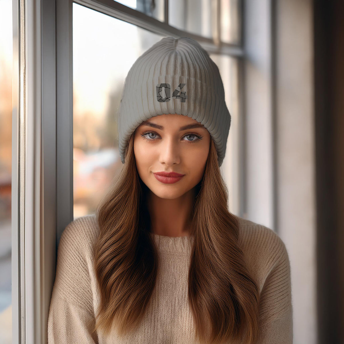 04 Number Cuffed Beanie (Heather Grey)