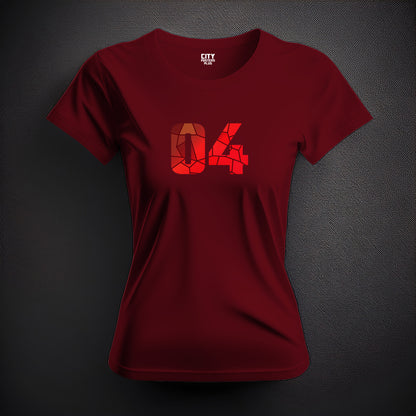 04 Number Women T-Shirt (Maroon) | Stylish Numeric Graphic Tee