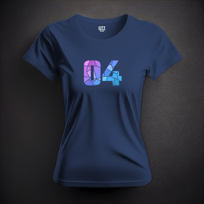 04 Number Women T-Shirt (Navy Blue) | Stylish Numeric Graphic Tee