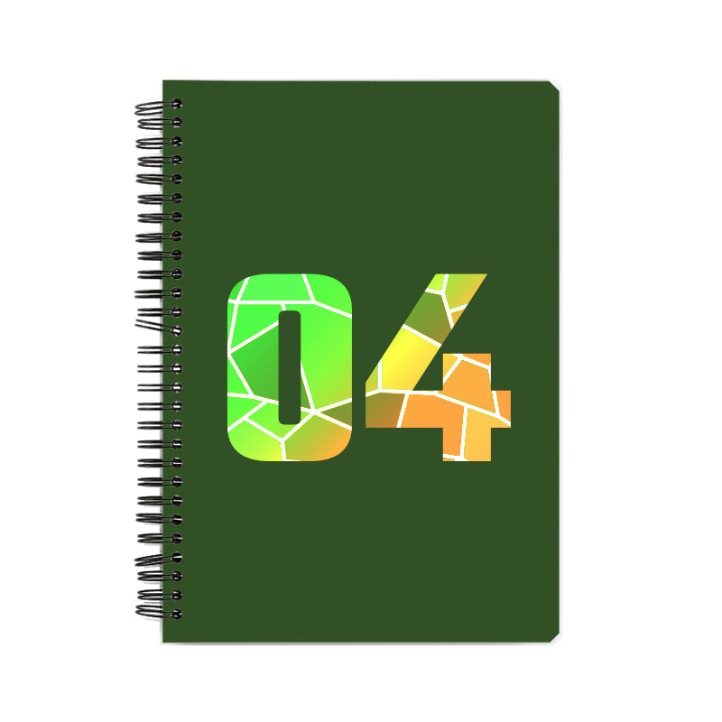 04 Number Notebook (Olive Green, A5 Size, 100 Pages, Ruled, 6 Pack)