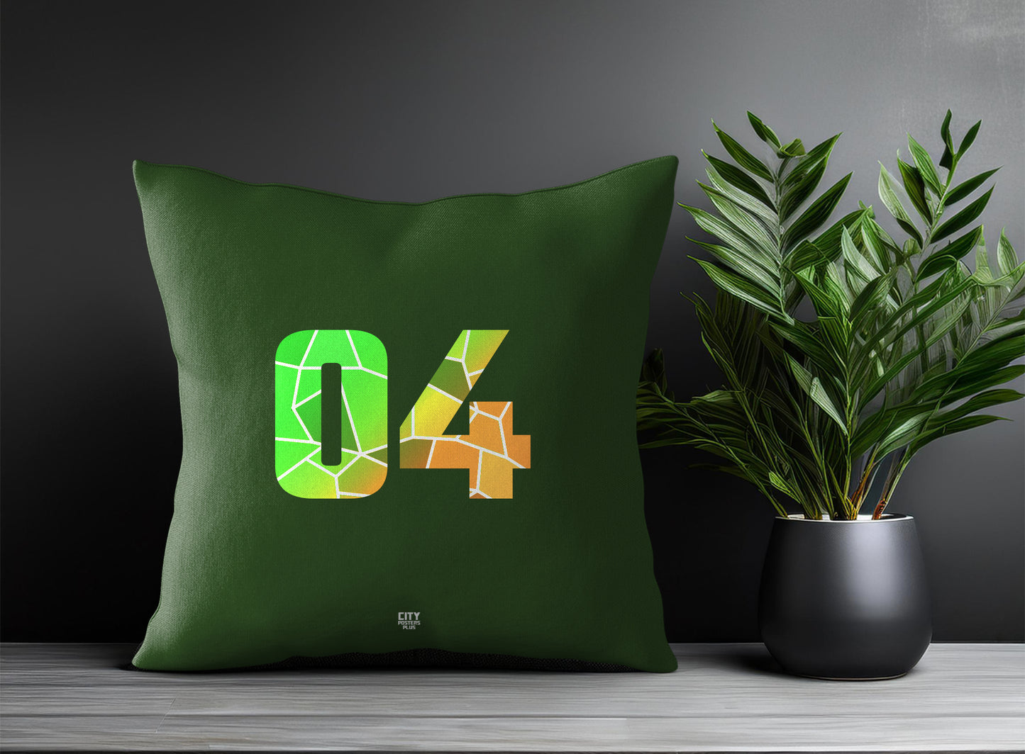 04 Number Pillow Case and Pillow Throw (Olive Green)