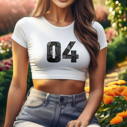 04 Number Women Crop Top (White)