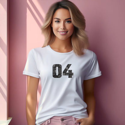 04 Number Women T-Shirt (White) | Stylish Numeric Graphic Tee