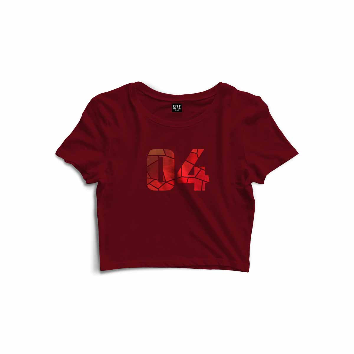 04 Number Women Crop Top (Maroon)