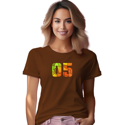 05 Number Women T-Shirt (Brown) | Stylish Numeric Graphic Tee