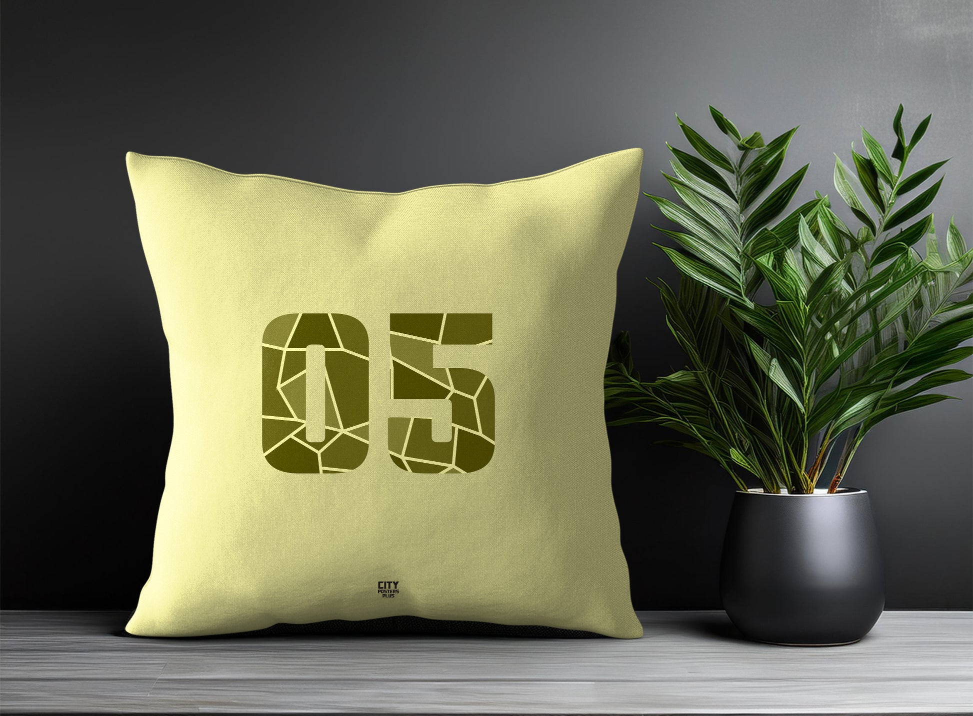 05 Number Pillow Case and Pillow Throw (Butter Yellow)