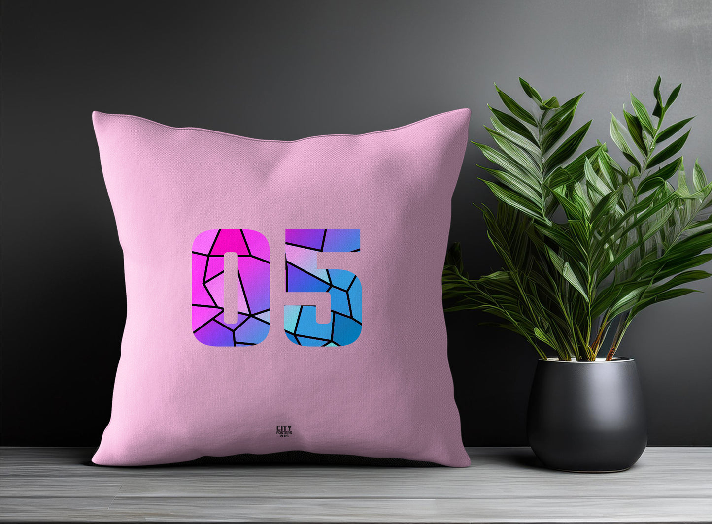 05 Number Pillow Case and Pillow Throw (Light Pink)