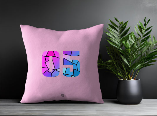05 Number Pillow Case and Pillow Throw (Light Pink)