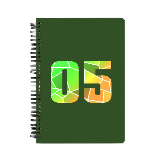05 Number Notebook (Olive Green, A5 Size, 100 Pages, Ruled, 6 Pack)