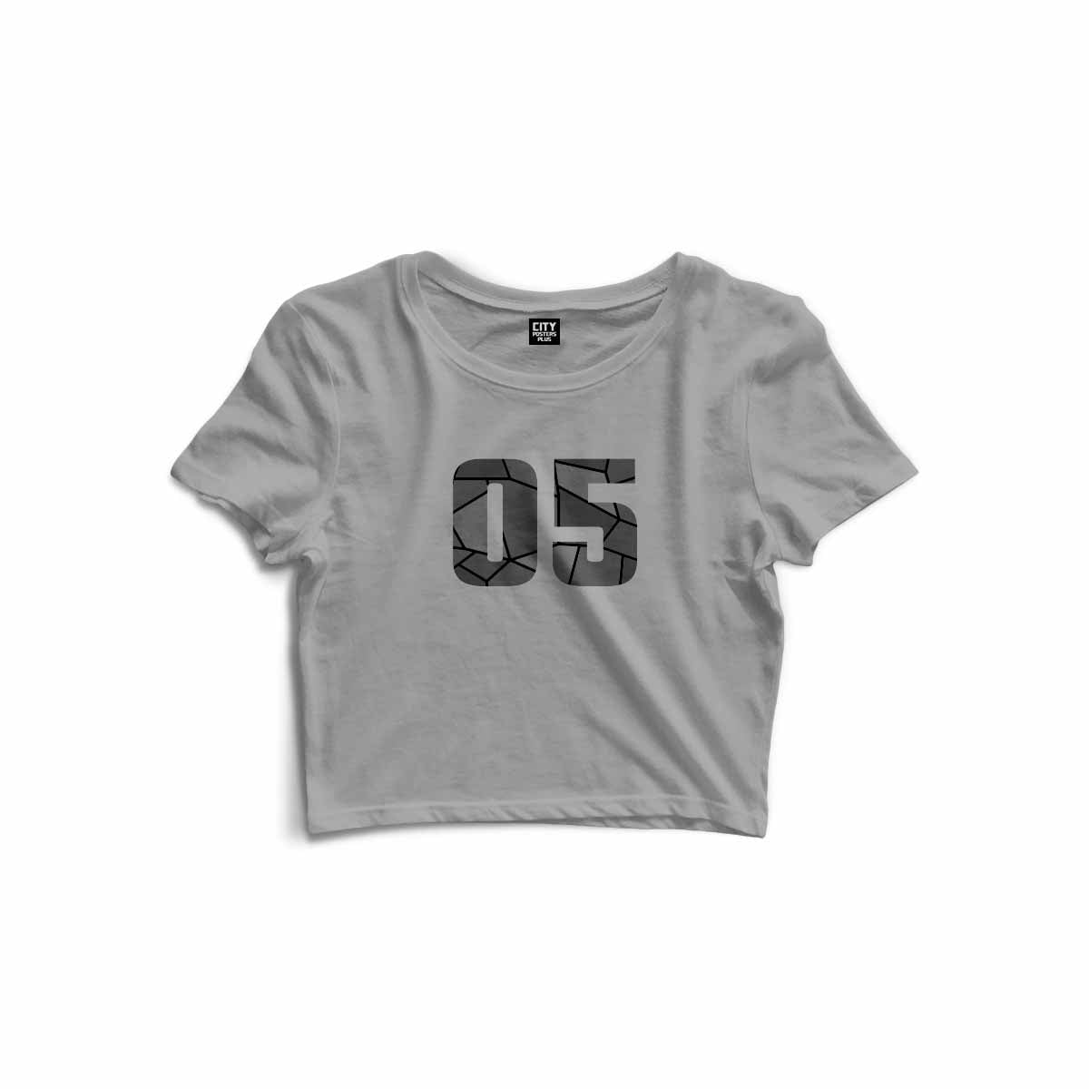 05 Number Women Crop Top (Melange Grey)