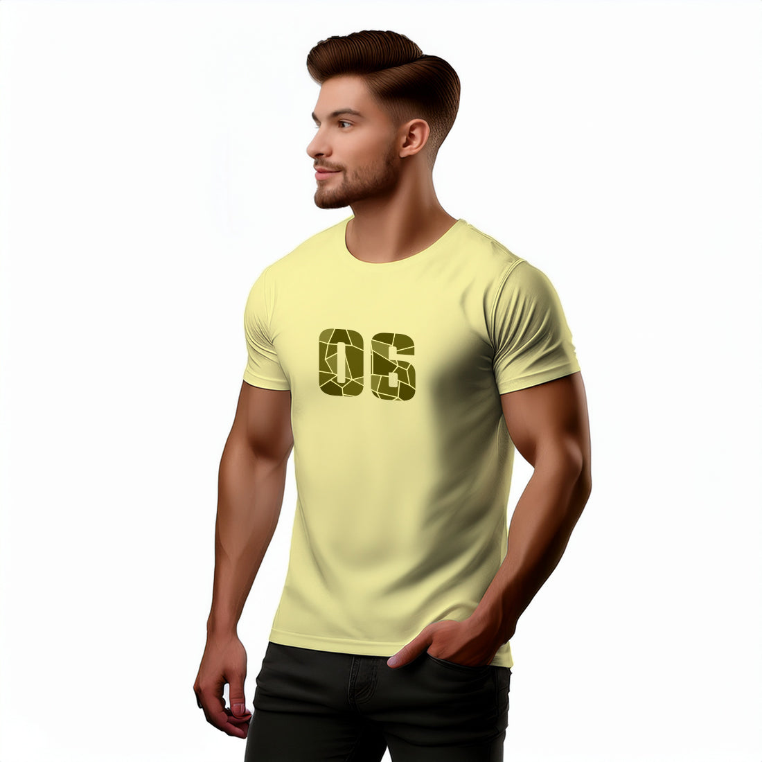 06 Number Men Unisex T-Shirt (Butter Yellow)