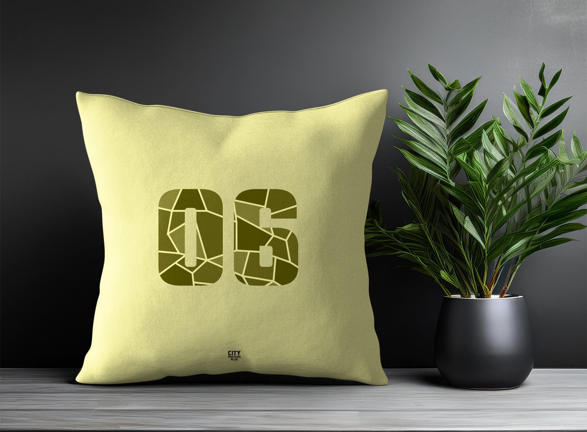 06 Number Pillow Case and Pillow Throw (Butter Yellow)