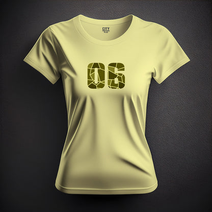 06 Number Women T-Shirt (Butter Yellow) | Stylish Numeric Graphic Tee