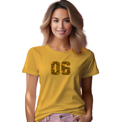 06 Number Women T-Shirt (Golden Yellow) | Stylish Numeric Graphic Tee