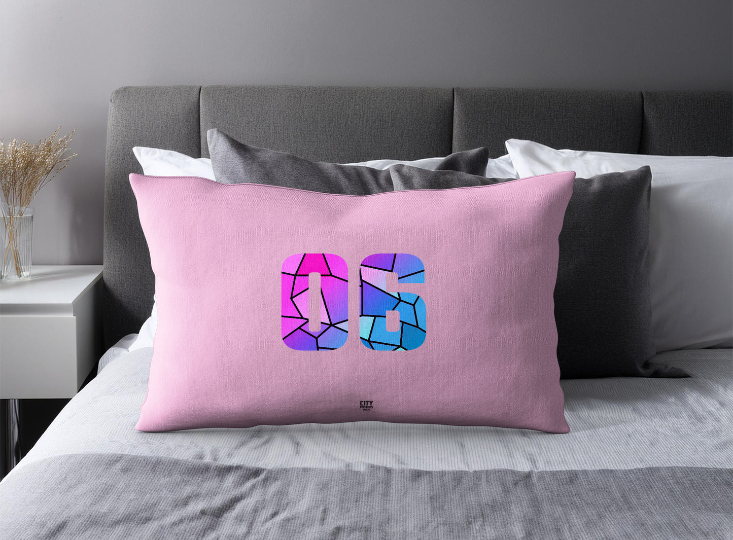 06 Number Pillow Case (Light Pink)