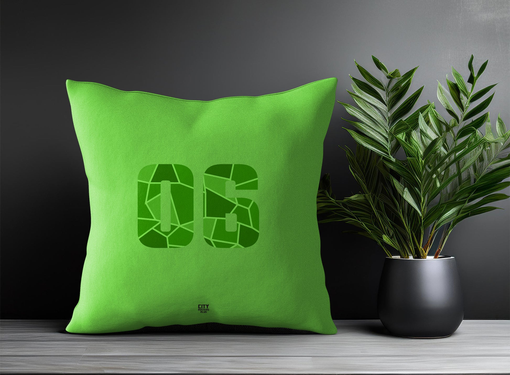 06 Number Pillow Case and Pillow Throw (Liril Green)