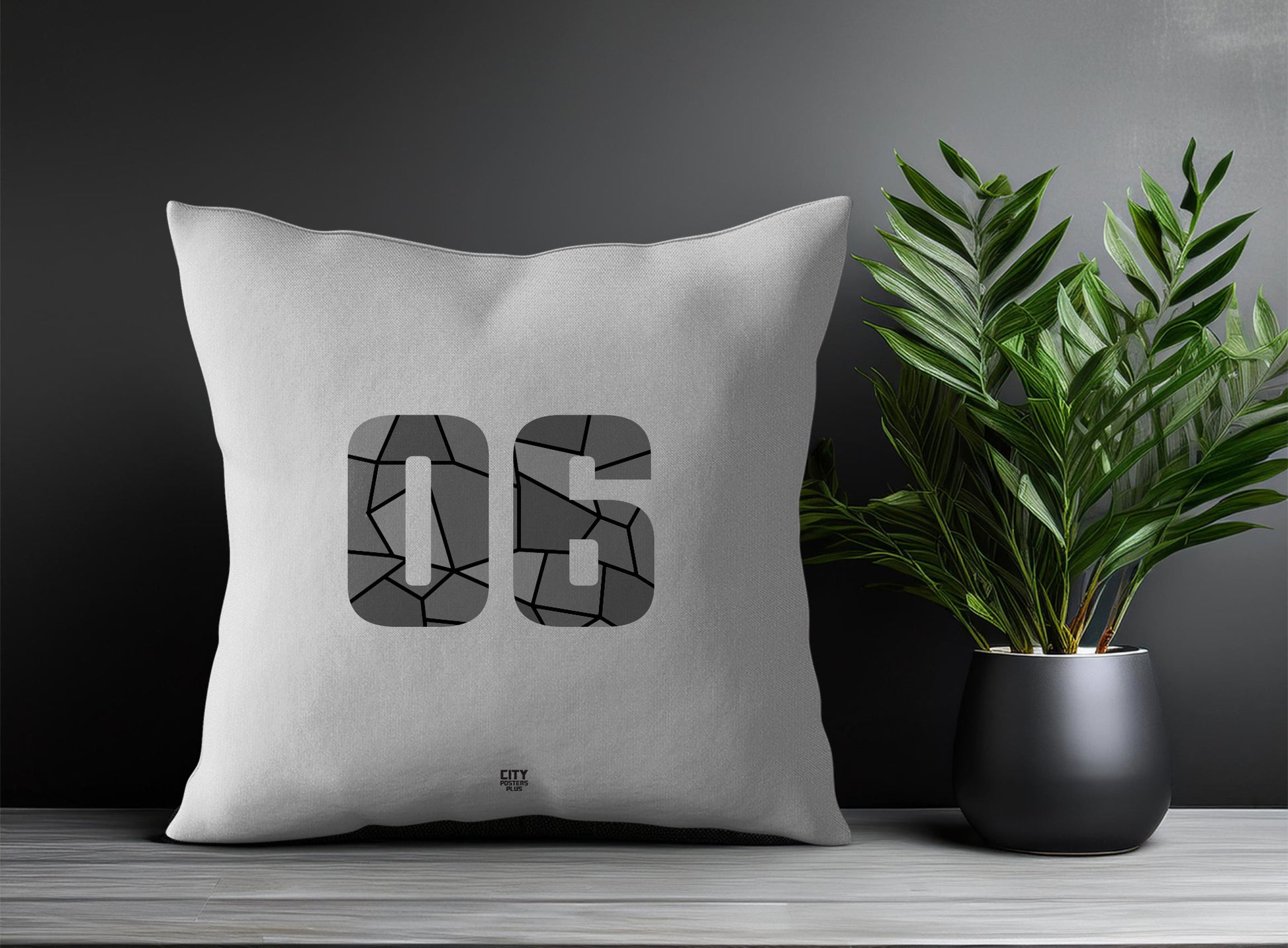 06 Number Pillow Case and Pillow Throw (Melange Grey)