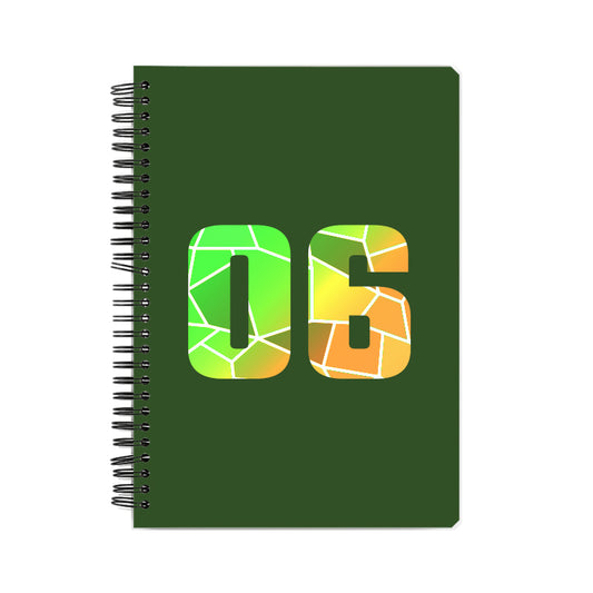 06 Number Notebook (Olive Green, A5 Size, 100 Pages, Ruled, 6 Pack)