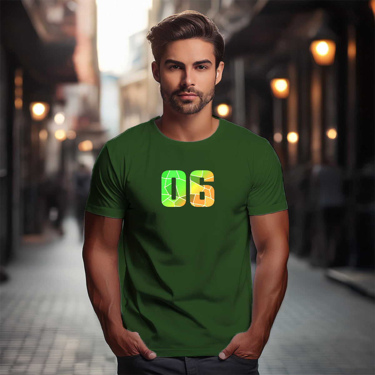 06 Number Unisex T-Shirt (Olive Green)