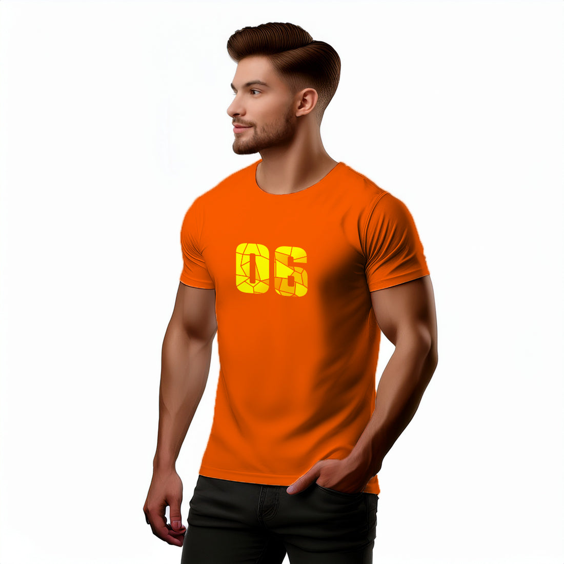 06 Number Men Unisex T-Shirt (Orange)