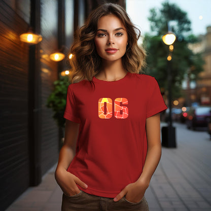 06 Number Women T-Shirt (Red) | Stylish Numeric Graphic Tee