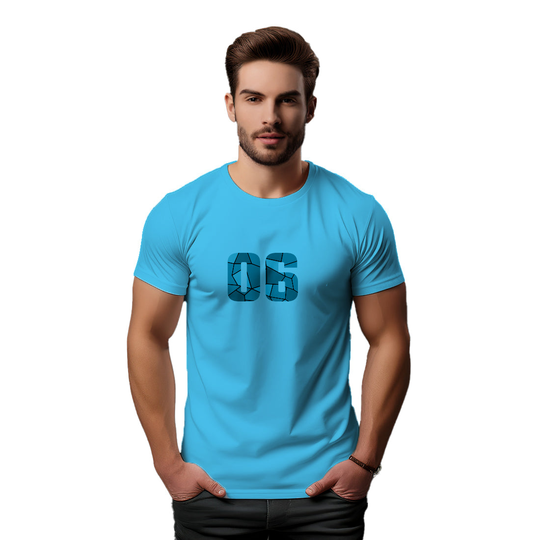 06 Number Men Unisex T-Shirt (Sky Blue)