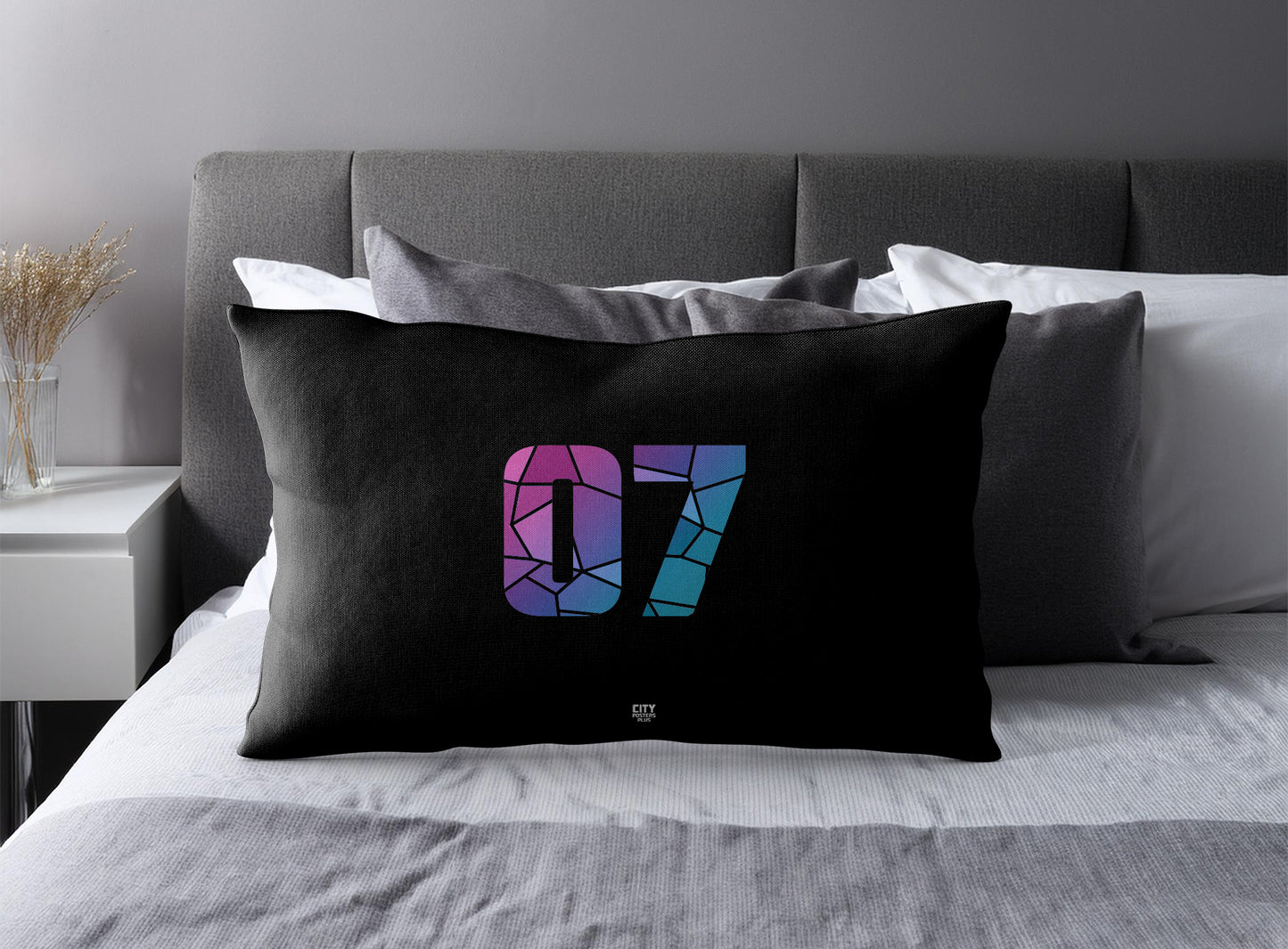 07 Number Square & Rectangle Pillow Cases | Modern Numeric Throw Pillow Covers | Print Deliver Plus by City Posters Plus