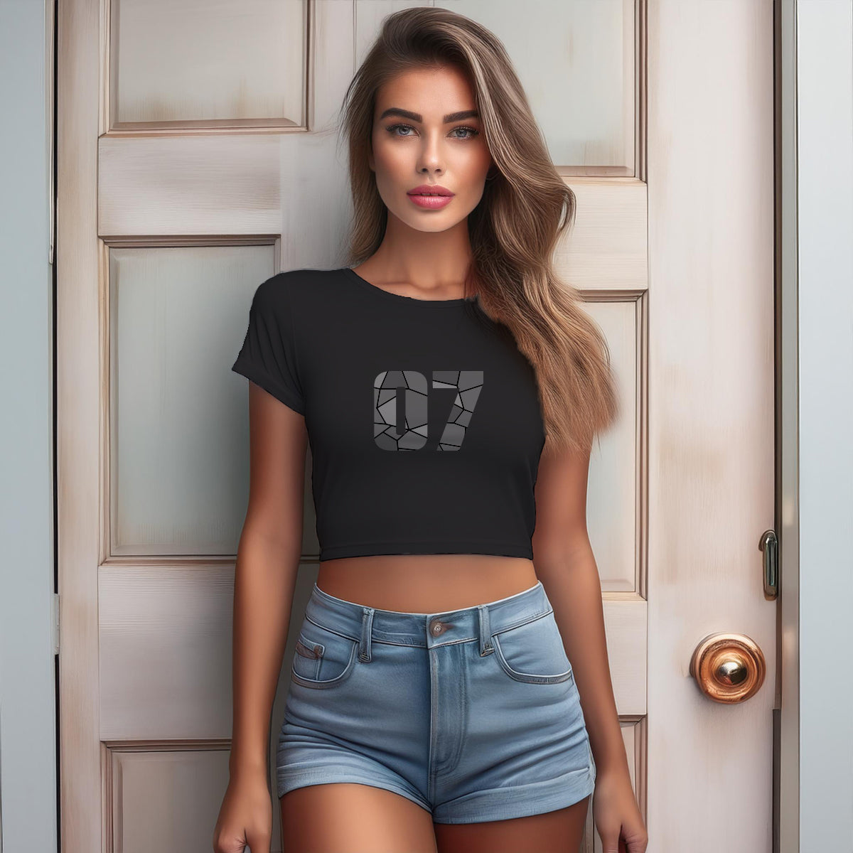 07 Number Women Crop Top (Black)