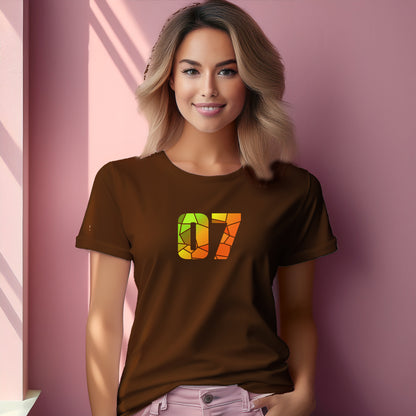 07 Number Women T-Shirt (Brown) | Stylish Numeric Graphic Tee