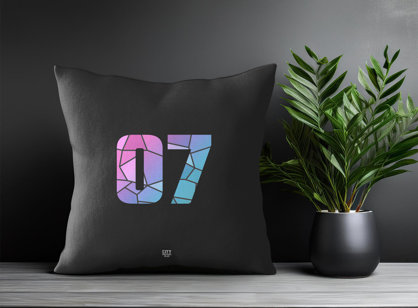 07 Number Pillow Case and Pillow Throw (Charcoal Grey)