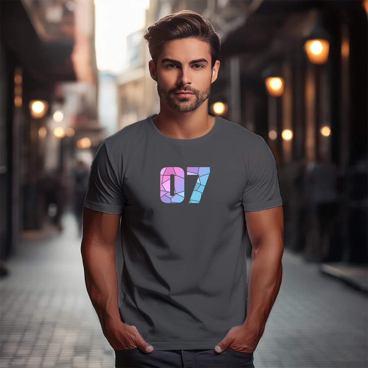 07 Number Men Unisex T-Shirt (Charcoal Grey)