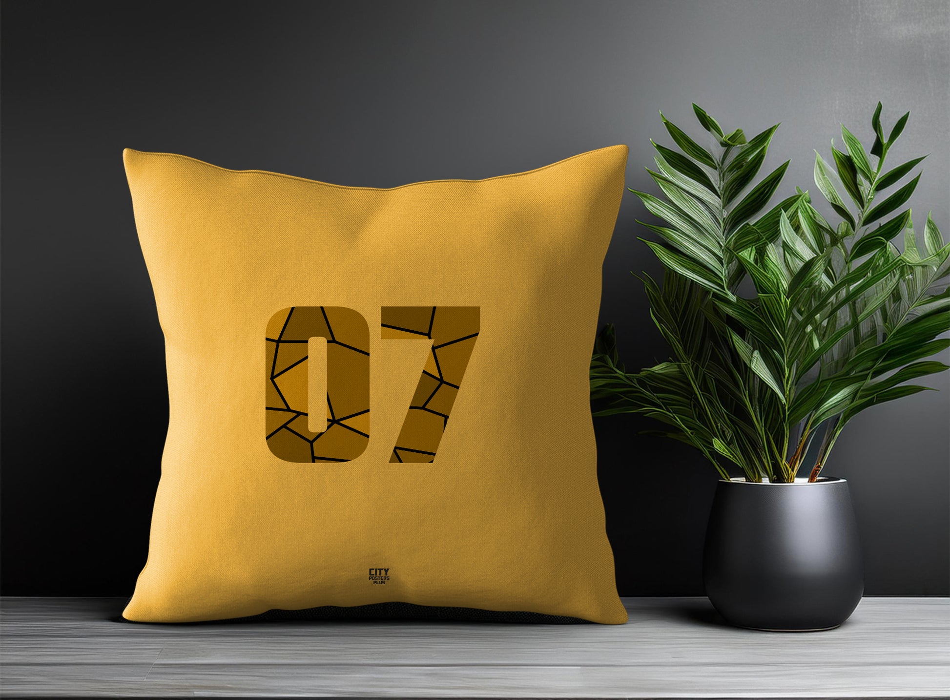 07 Number Pillow Case and Pillow Throw (Golden Yellow)