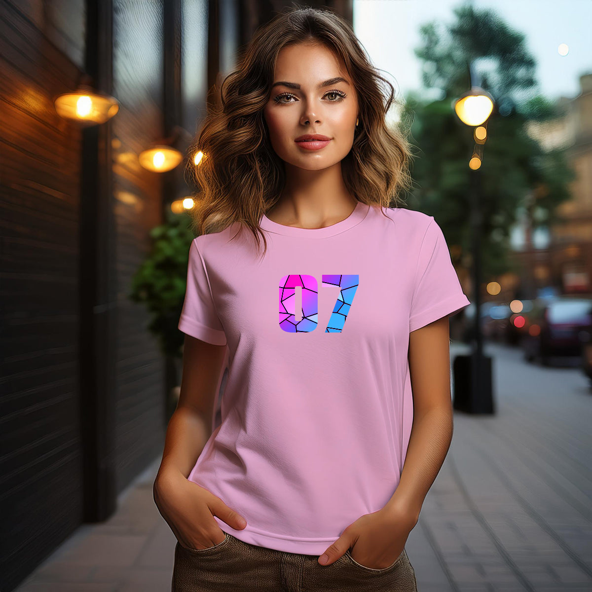 07 Number Women's T-Shirt (Light Pink)