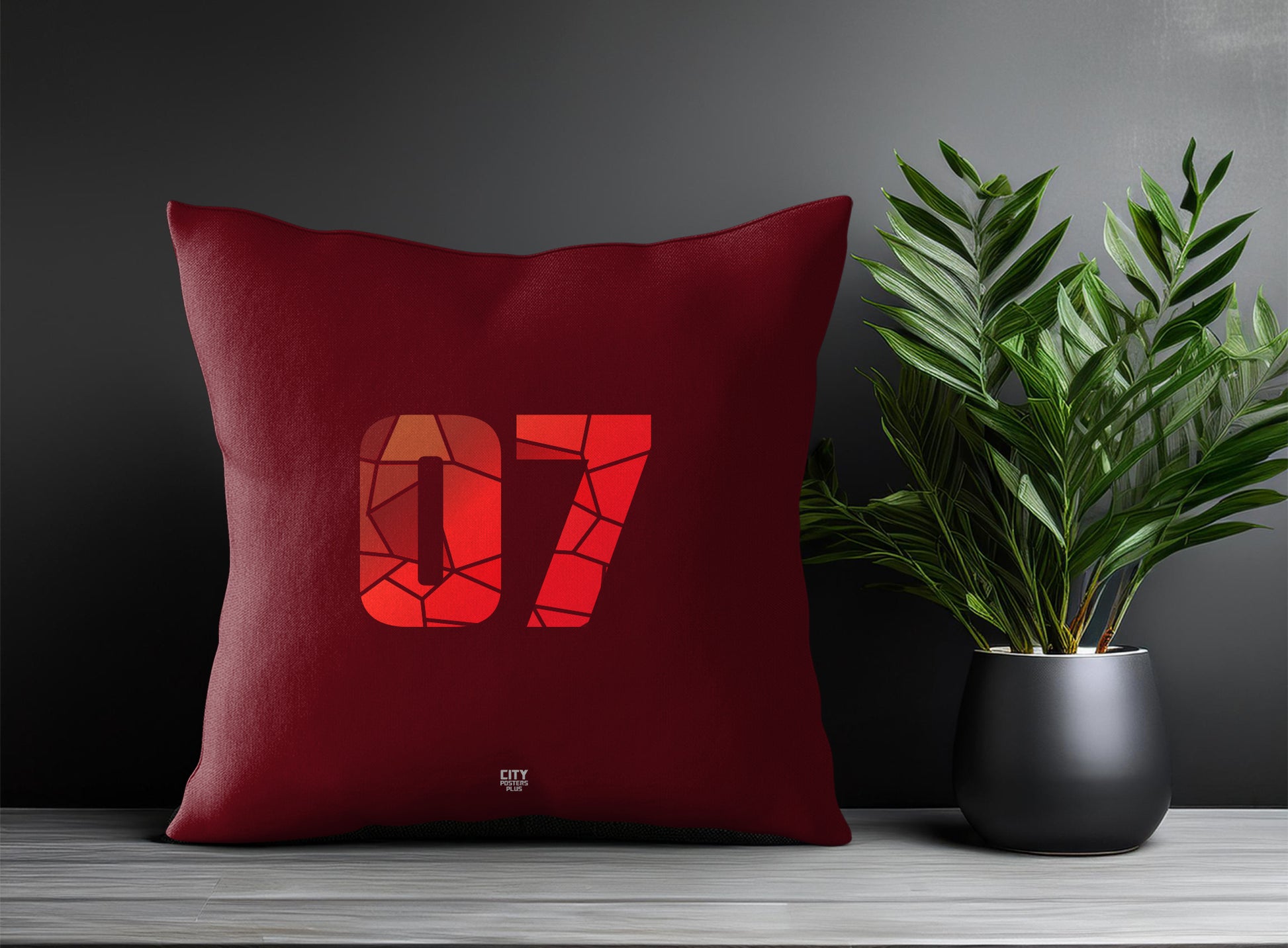 07 Number Pillow Case and Pillow Throw (Maroon)