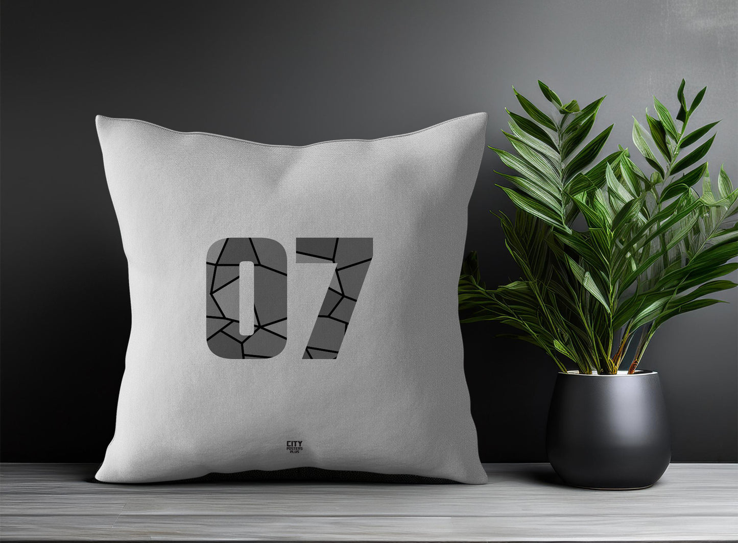 07 Number Pillow Case and Pillow Throw (Melange Grey)