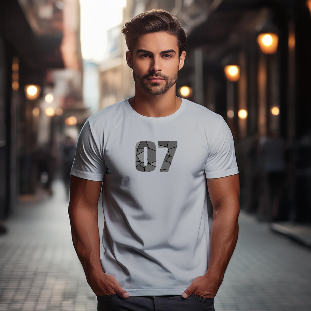 07 Number Men Unisex T-Shirt (Melange Grey)