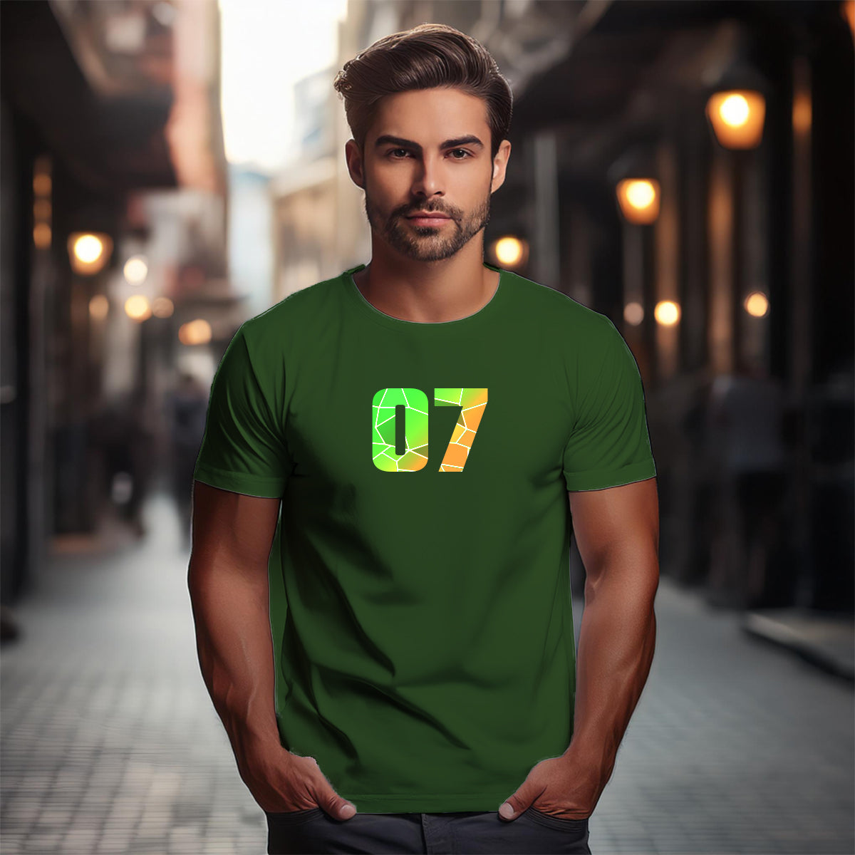 07 Number Unisex T-Shirt (Olive Green)