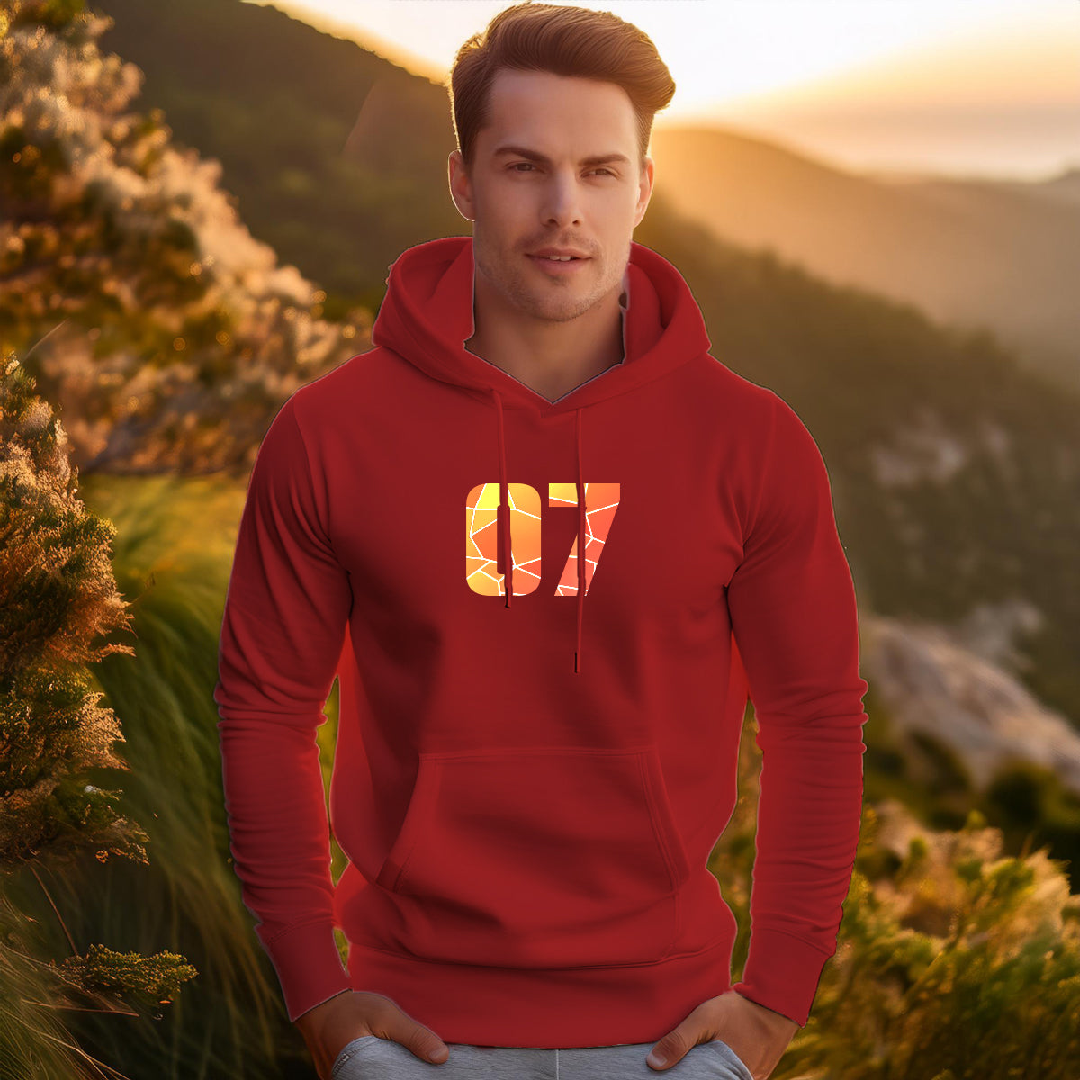 07 Number Unisex Hoodie (Red)