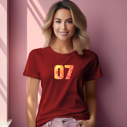 07 Number Women T-Shirt (Red) | Stylish Numeric Graphic Tee